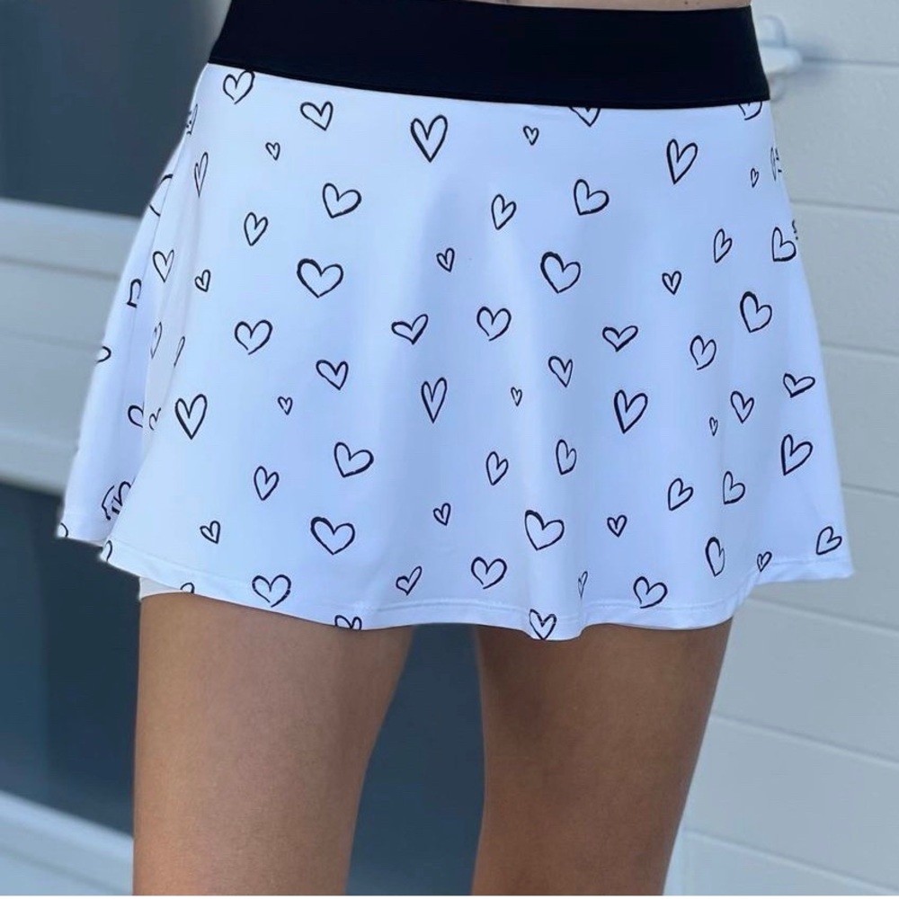 Heart Print Tennis Skirt Skort S SMALL